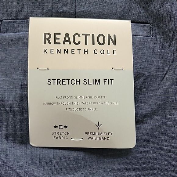 Kenneth Cole Reaction Mens Size 34x32 Flex Waistband Stretch Slim Fit Pants Blue - Picture 5 of 11